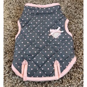 Smoochie Pooch Dog Gray & Pink Polka Dot Vest XXS